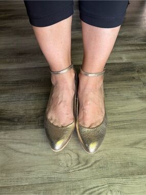 Metallic Ankle-Strap Pointed platforms